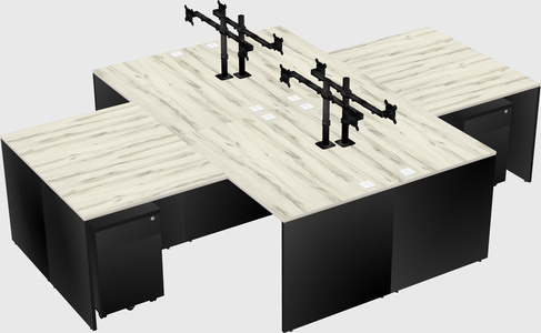 Quad l-shaped office desks