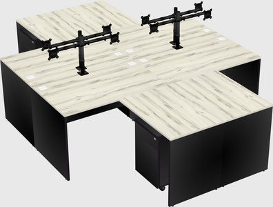 Quad l-shaped office desks