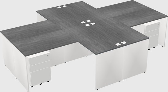 Quad l-shaped office desks
