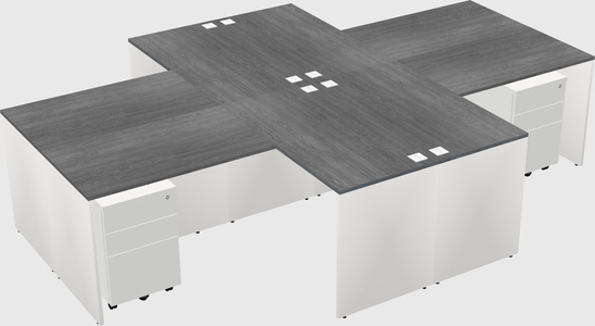 Quad l-shaped office desks
