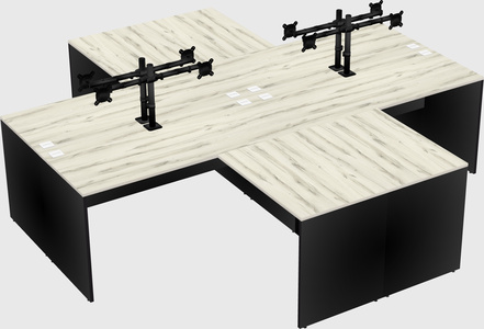 Quad l-shaped office desks