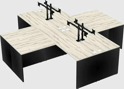 Quad l-shaped office desks