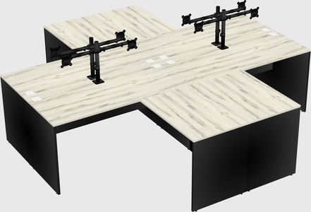 Quad l-shaped office desks