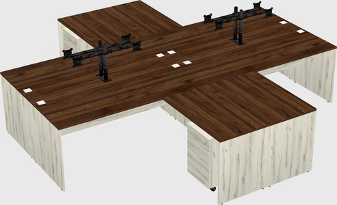 Quad l-shaped office desks