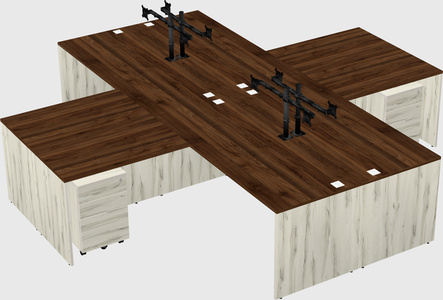 Quad l-shaped office desks