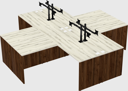 Quad l-shaped office desks