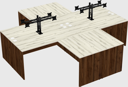 Quad l-shaped office desks
