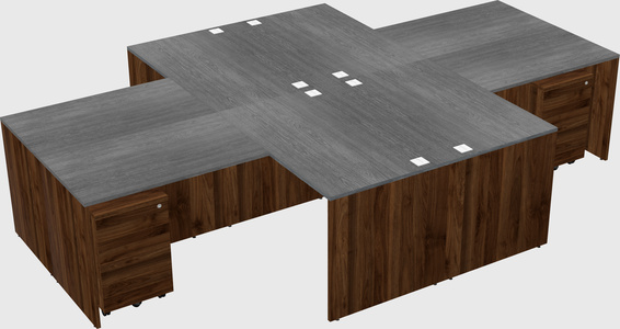 Quad l-shaped office desks