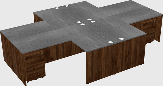 Quad l-shaped office desks