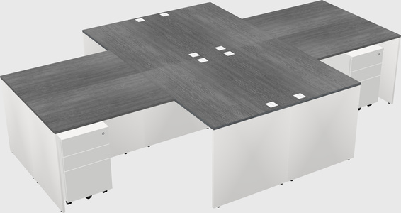 Quad l-shaped office desks