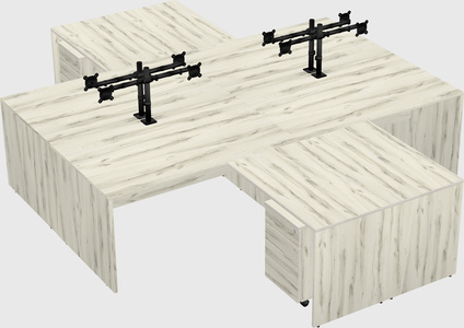 Quad l-shaped office desks
