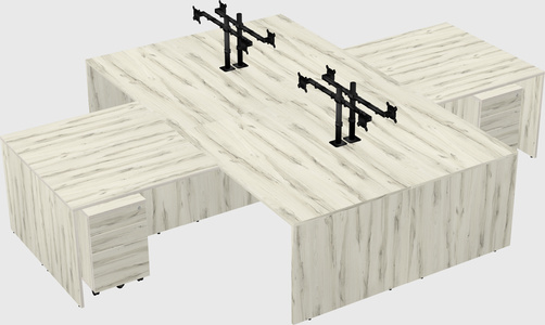 Quad l-shaped office desks