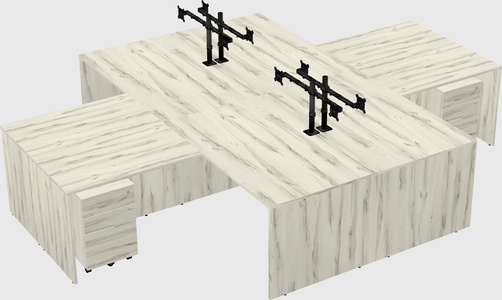 Quad l-shaped office desks