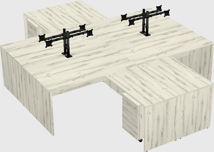 Quad l-shaped office desks