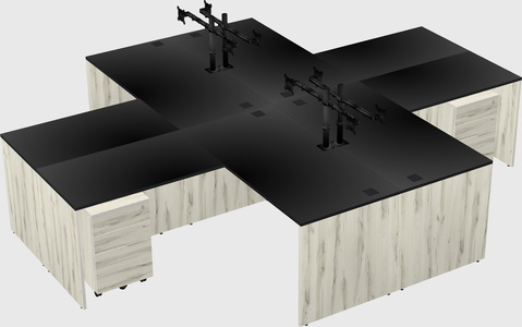 Quad l-shaped office desks