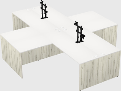 Quad l-shaped office desks