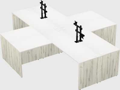 Quad l-shaped office desks