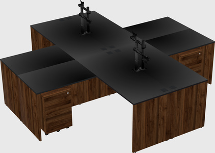 Quad l-shaped office desks