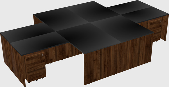 Quad l-shaped office desks