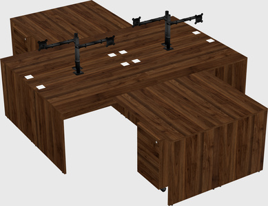 Quad l-shaped office desks
