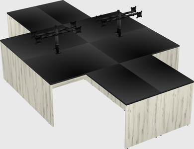 Quad l-shaped office desks