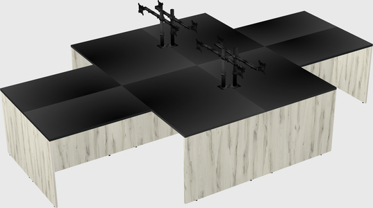 Quad l-shaped office desks