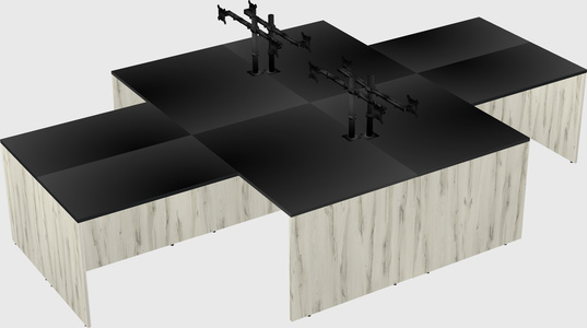 Quad l-shaped office desks