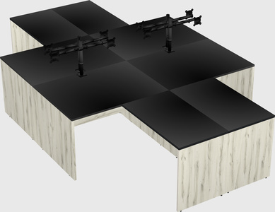 Quad l-shaped office desks