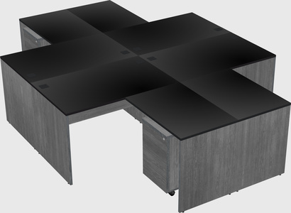Quad l-shaped office desks