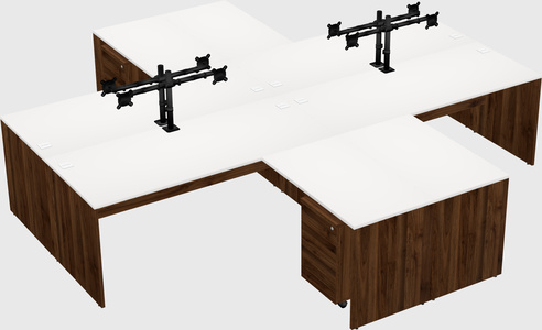 Quad l-shaped office desks