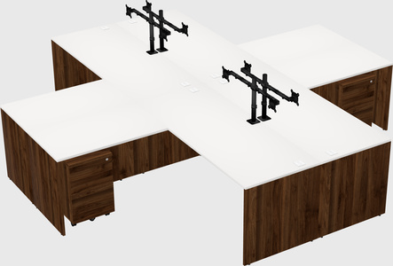 Quad l-shaped office desks