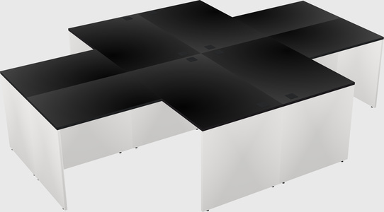 Quad l-shaped office desks