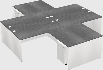 Quad l-shaped office desks