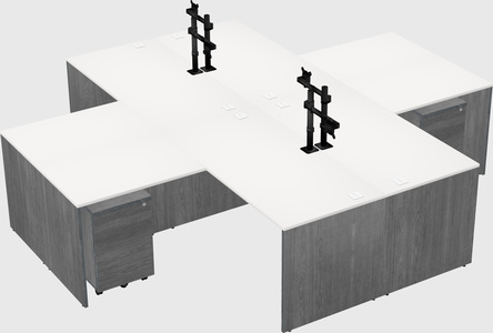 Quad l-shaped office desks