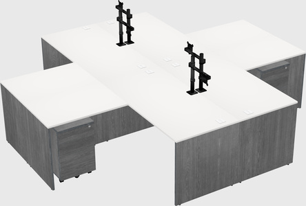 Quad l-shaped office desks