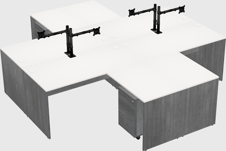 Quad l-shaped office desks