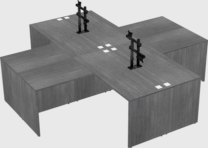 Quad l-shaped office desks