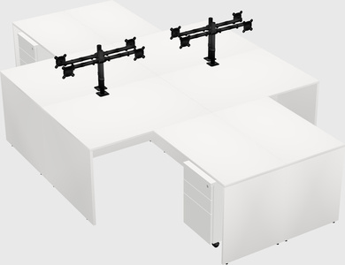 Quad l-shaped office desks