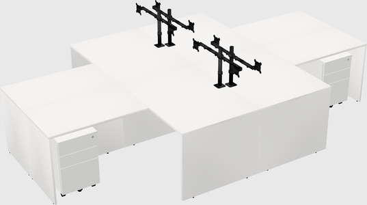 Quad l-shaped office desks