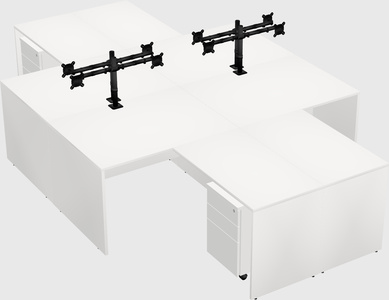 Quad l-shaped office desks