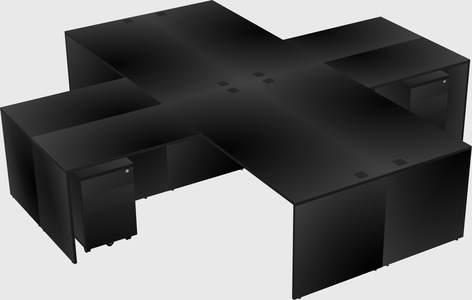 Quad l-shaped office desks