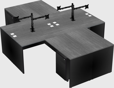 Quad l-shaped office desks