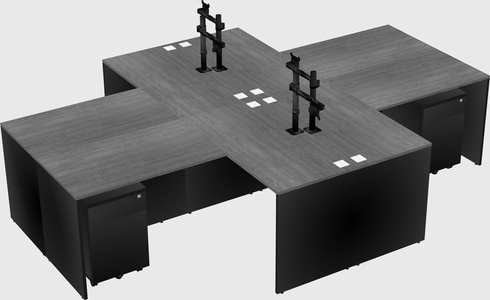 Quad l-shaped office desks