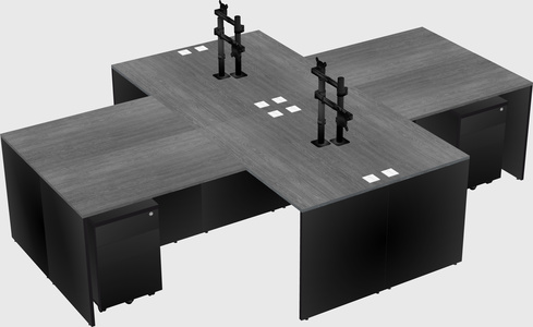 Quad l-shaped office desks