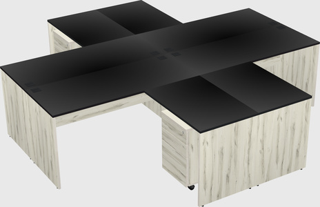 Quad l-shaped office desks