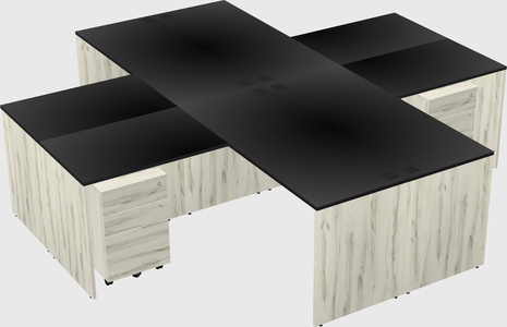 Quad l-shaped office desks