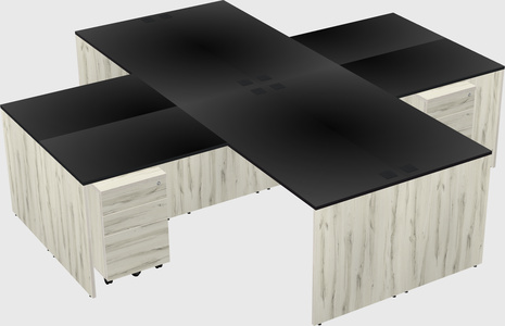 Quad l-shaped office desks