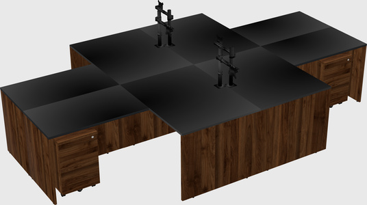 Quad l-shaped office desks