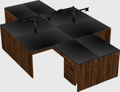 Quad l-shaped office desks