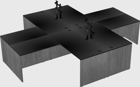Quad l-shaped office desks